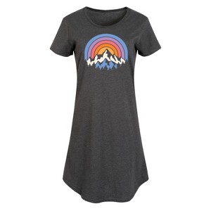 Women's - Instant Message - Sunset Mountains Graphic T-shirt Dress - 1 of 4