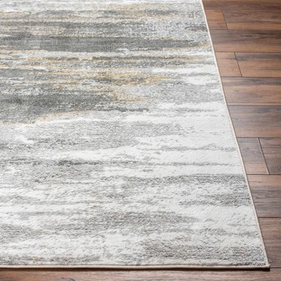 Derex Abstract Gray and Ivory Medium Pile Rectangle Rug