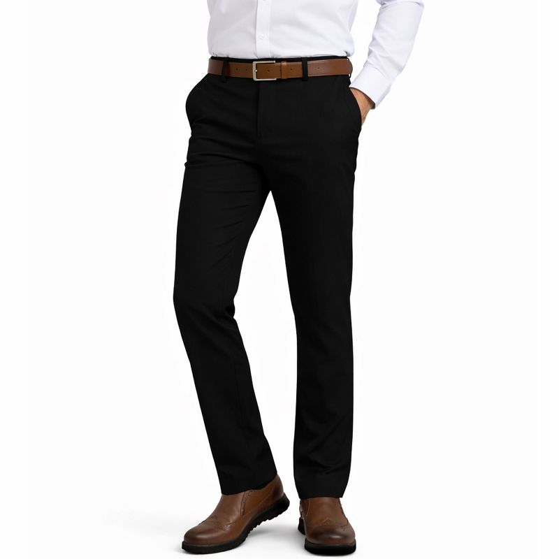 Galaxy Dress N Comfort Men’s Flex Stretch Slim Fit Dress Pants - 30, Black