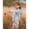 Deux par Deux Girl Printed French Terry Hoodie Cardigan Lilac Tropical and Pink Flamingos - 2 of 4