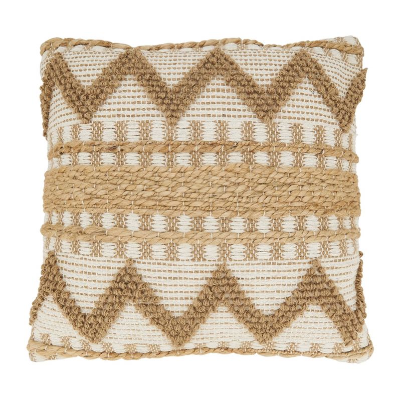 20&#34;x20&#34; Oversize Textured Zig Zag Woven Poly Filled Square Throw Pillow Ivory - Saro Lifestyle, 1 of 5