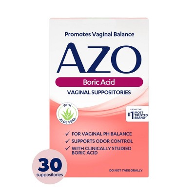 Azo Boric Acid Vaginal Suppositories With Aloe - 30ct : Target