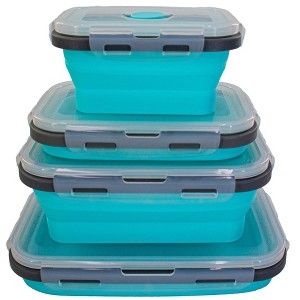 5 Star Super Deals Collapsible Stackable Food Storage Containers 4pc Silicone Portable Leak Proof Airtight Boxes with Durable & Space-Saving - 1 of 4