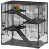 PawHut Deep Glass Bottom Hamster Cage, Hamster Tank with Running Wheel, Hut, Water Bottle, Food Dish, Rat Cage, Black - 4 of 4