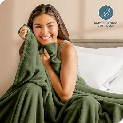 Cypress Green Microplush Fleece Throw Blanket