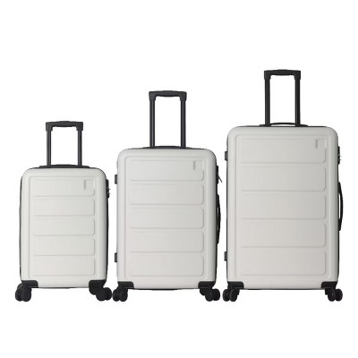 Syemin Luggage Sets ABS Hardshell 3pcs Luggage, Lightweight Durable Suitcase Sets Spinner Wheels Suitcase 20"24"28", White, 19.88"*10.63"*29.92"