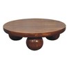 Solid Mango Wood Round Coffee Table with Ball Feet Design, Open Storage and Durable Construction - 3 of 4