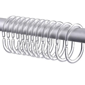 Home Mart Goods 12 Piece Clear Premium Plastic Shower Curtain Hooks Rings C-Shape 2.3" Inches - 1 of 4