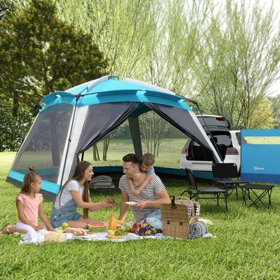 Sky Blue 12' x 12' Mesh Screen House Tent for 8 People