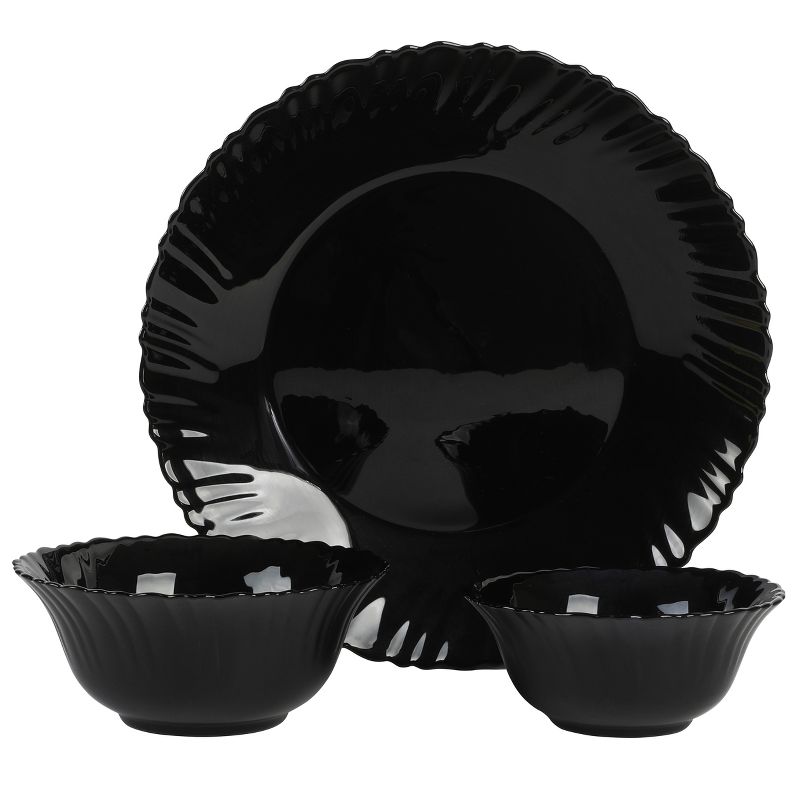 Ultra by Gibson Bandini 12 Piece Glass Dinnerware Set in Black, 5 of 8