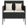 44.5"Patio Bench with Cushions Black Poly Rattan - 4 of 4