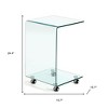 HomeRoots 24" Clear Glass Square End Table With Shelf - 3 of 4