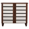 Gisela Two-Tone Shoe Cabinet with 2 Doors Oak/White - Baxton Studio: Modern Design, 3 Shelves, Vinyl Legs - 2 of 4