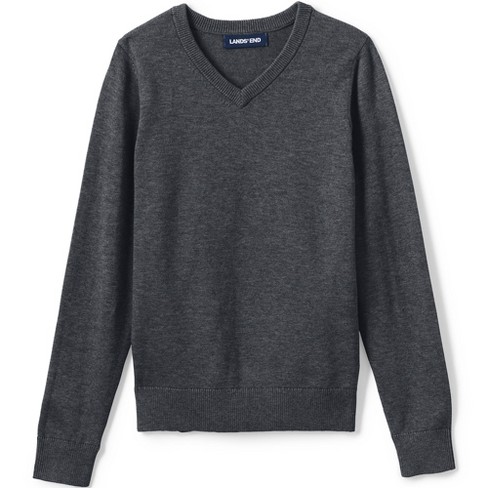 Lands' End School Uniform Kids Cotton Modal Fine Gauge V-neck Sweater ...