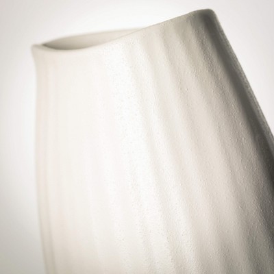 Seashell Textured Matte White Ceramic Vase, 9" Tall