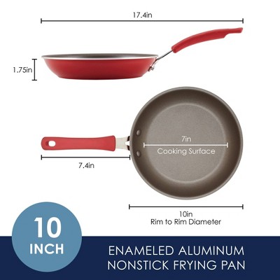 Red 10-Inch Aluminum Nonstick Frying Pan with Ceramic Coating
