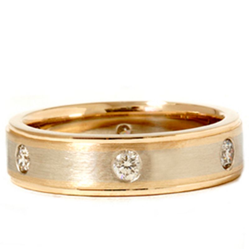 Pompeii3 Mens 3/4ct 14K Gold Diamond Comfort Fit Wedding Ring, 3 of 5