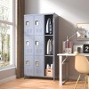 Munora - 72" 9-Door Metal Locker Storage Cabinet - Heavy Duty for Office/School/Gym - Grey - 2 of 4
