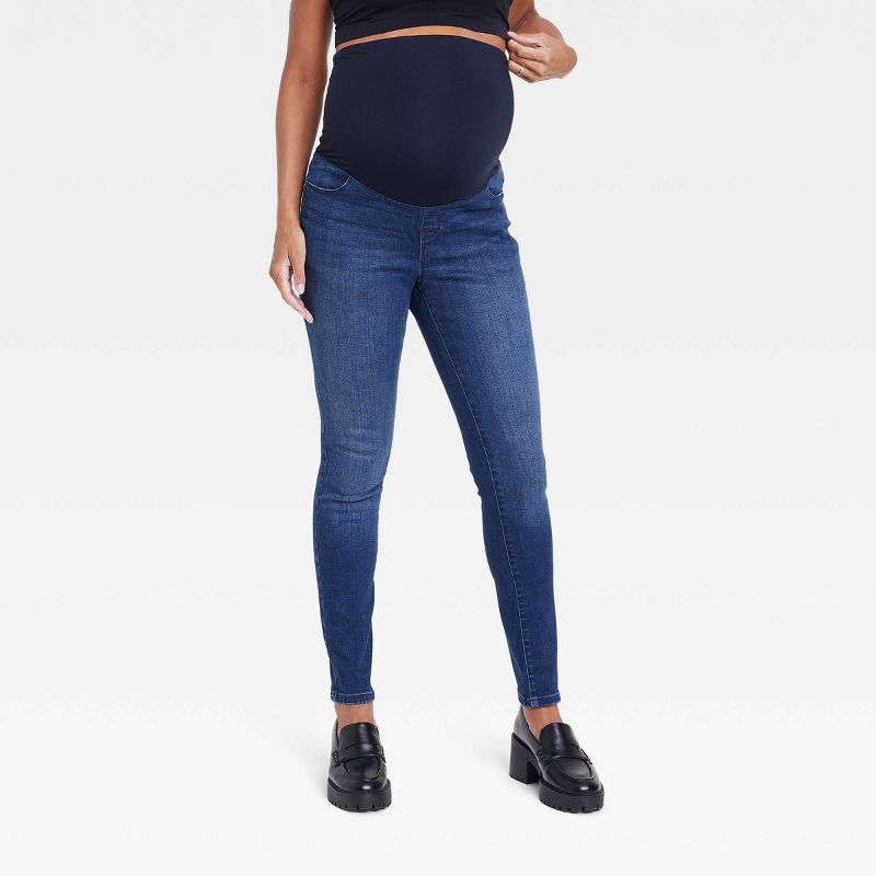 Over Belly Skinny Maternity Pants - Isabel Maternity by Ingrid &#38; Isabel&#8482; Blue, 1 of 6