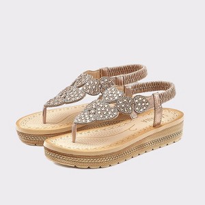 Women's Rhinestone Heart Wedge Sandals - LASCANA - 1 of 4