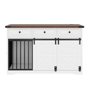 SEVOBAL Pet Crates and Houses Pet Crate Furniture Barn Door Design Spacious Storage Anti Tip Structure, White, 55.1"*23.6"*33.7" - 1 of 4