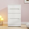 SKRAN 3 in 1 Vanity Desk with open Top Mirror,Small Make Up Vanity Set with Visible Glass Desktop with 3 Drawers,Dressing Table for Bedroom,White - 2 of 4