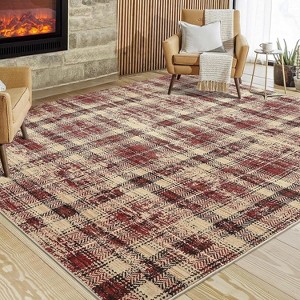 Nasitip Washable Rug -Modern Plaid Area Rug Non Slip Soft Rugs for Bedroom Home Office Dining Room - 1 of 4