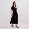 Reistor Womens V-neck Gathered Maxi Dress in Black - image 3 of 4