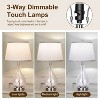 ROTTOGOON 22.5" Glass Table Lamp Set of 2 LED Touch Control 3 Way Dimmable Modern Bedside Lamp White Fabric Shade Blue - 2 of 4