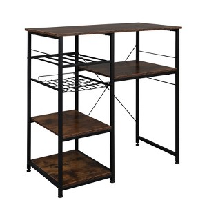 VINGLI Bakers Racks for Kitchens. Stand Bar Cabinet with Mini Fridge Space, Big Drawer, Wine Rack, Metal Frame Industrial Microwave Oven Stand 4-Tiers - 1 of 4
