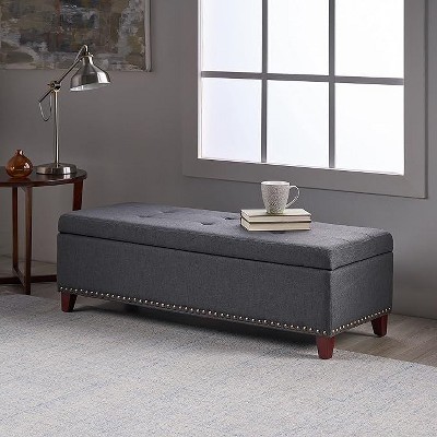 NicBex Modern 50.85" Storage Bench Wood Accent Stools with Nailhead Trims and Button Tufted for Bedroom and Entryway