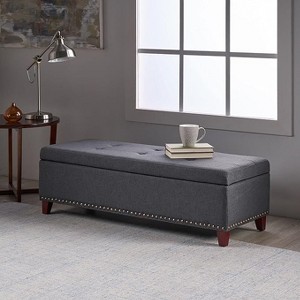 NicBex Modern 50.85" Storage Bench Wood Accent Stools with Nailhead Trims and Button Tufted for Bedroom and Entryway - 1 of 4