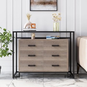 Modern Style Sideboard Buffet Storage Cabinet - Glass Top Kitchen Coffee Bar Cabinet - Dining Room Hallway Console Table - 1 of 4