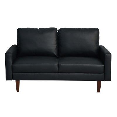 Leather Sofa Set Modern Sofa & Loveseat Set 2 Piece Couch Set with Wooden Legs for Living Room