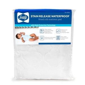 Sealy Stain Release Waterproof Fitted Crib & Toddler Mattress Protector Pad - 1 of 4