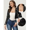 INSPIRE CHIC Women's Faux Leather PU Long Sleeve Open Front Cropped Jacket - 2 of 4