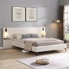 Sapphtopaz Bed Frame Chic Boucle Upholstered Platform Bed with Headboard, Integrated Lights and Shelves, No Box Spring Needed - 3 of 4