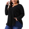 Agnes Orinda Women's Plus Size Long Sleeve V Neck Pleated Fall Casual Tunics Blouses - 2 of 4