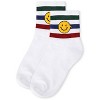 Memoi Women's Smiley Terry Patch Stripe Crew Socks - 3 of 4