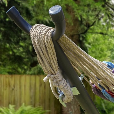 Sorbus Double Hammock with Steel Stand - Multicolor Stripes