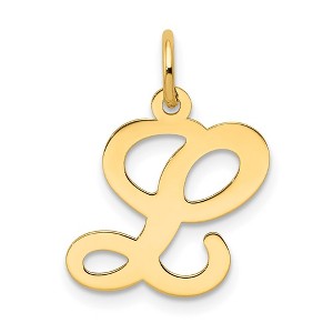 Black Bow Jewelry 14k Yellow Gold, Sophia Collection, Small Script Initial L Pendant - 1 of 4