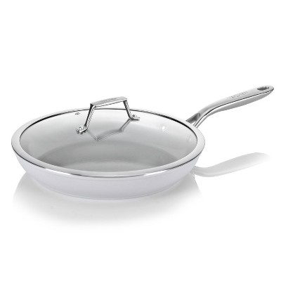 12-Inch Silver Aluminum Nonstick Frying Pan with Lid