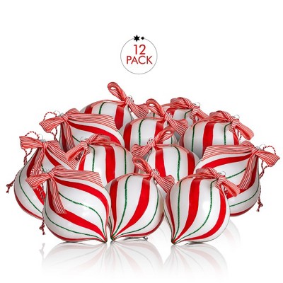 Peppermint Candy Shatterproof Christmas Ornament Set - 12 Pieces