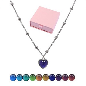 Temperature-Sensitive Color Changing Locket Necklace with Gift Box, A Necklace that Matches Your Mood - 1 of 4