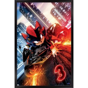 Trends International Sonic The Hedgehog 3 - Shadow Motorcycle One Sheet Framed Wall Poster Prints - 1 of 4
