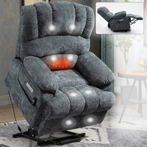 Coolbibila 23"Large Size Chenille Power Lift Recliner Chair,Dual Motor Massage Recliner Chair With Vibration Massage And Lumbar Heating - 1 of 4
