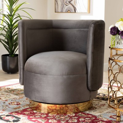 Saffi Velvet Upholstered Swivel Accent Chair - Baxton Studio