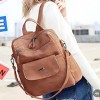 Backpack Purse for Women, Waterproof PU Leather Fashion Shoulder Bag, Casual Ladies Travel Handbag, Brown - 2 of 4