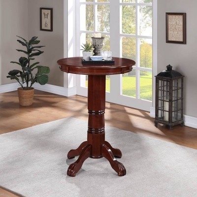 Elegant Round English Tudor Wood Pub Table, 42-Inch