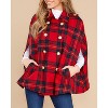Imily Bela Women's Winter Double-Breasted Plaid Cape Coat - Turn-Down Collar with Pockets - 3 of 4